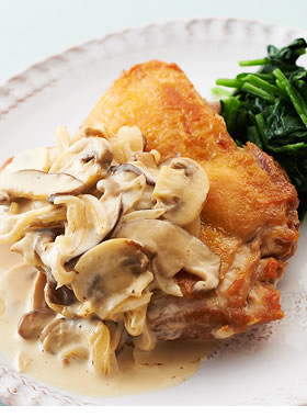 鶏もも肉のステーキ きのこソース